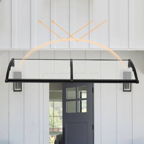 Izrielar Auvent Porte D'Entrée 100x150 Cm – Polycarbonate Transparent 5 Mm, Aluminium & ABS – Protection Pluie, Neige & UV