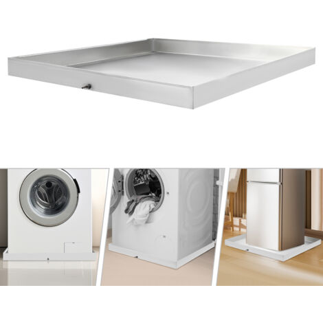 31,89 x 29,92 x 2,48 pouces Bac pour machine à laver Bac d'égouttement compact et robuste en acier inoxydable 304 avec trou de vidange et adaptateur pour tuyau (1/5)