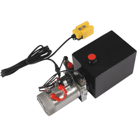 Groupe hydraulique Pompe hydraulique 8 quarts Simple effet 16 MPa Groupe hydraulique maximal pour remorque à benne basculante et levage de voiture 12 V CC (acier, 8,46 quarts)