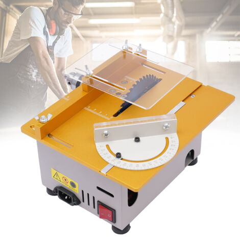 Mini scie à table 300 W à lame réglable de précision Outil pour le travail du bois Profondeur de coupe de 1,14 pouce Mini scie à table électrique portable Idéale pour le bricolage, le travail du bois 