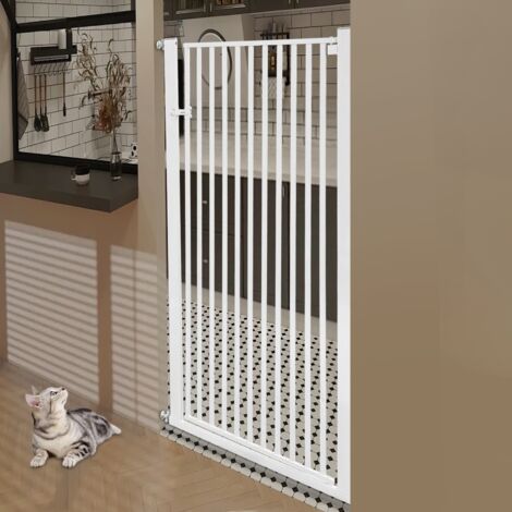 Barrière de sécurité pour animaux Barrière de sécurité pour animaux extra haute et large, sans perçage Barrière de sécurité à largeur réglable Convient pour des largeurs de 90 à 97 cm, idéale pour les