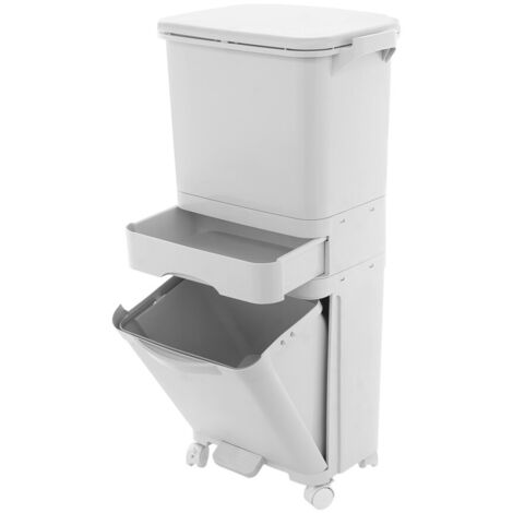 Poubelle de cuisine sèche et humide 42 L Poubelle à tri sélectif Poubelle de cuisine Conteneur roulant sur pied, 42 x 28,5 x 84 cm (1/5)