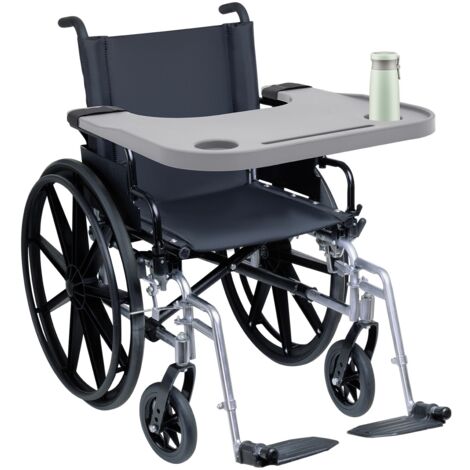Plateau pour fauteuil roulant Plateau pour fauteuil roulant Plateau à poser sur les genoux avec porte-gobelet Amovible avec emplacement pour téléphone