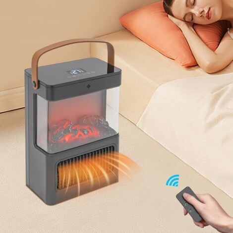 Poêle électrique infrarouge, poêle-chauffage autonome avec vue sur 3 côtés, flammes réalistes, protection contre la surchauffe, minuterie 12 heures, thermostat, télécommande pour salon - 2000 W (1/5)