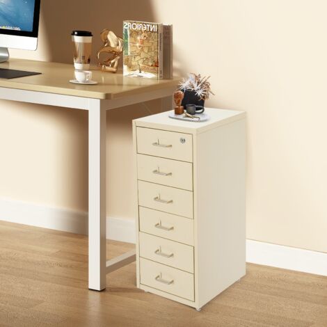 Caisson De Bureau à Roulettes 5 Tiroirs GOPLUS - Meuble Rangement Blanc