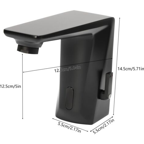 Mitigeur Lavabo Infrarouge Automatique Noir - Robinet Sans Contact Pour Salle De Bain
