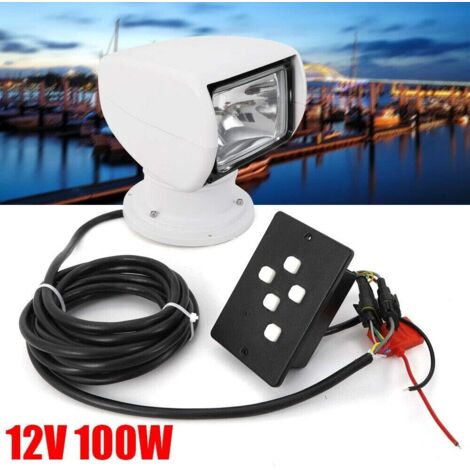 Projecteurs pour bateaux, projecteurs télécommandés 100W pour bateaux, projecteurs de recherche pour bateaux, projecteurs de recherche pour bateaux, projecteurs halogènes pivotant à 360°, projecteurs (1/5)