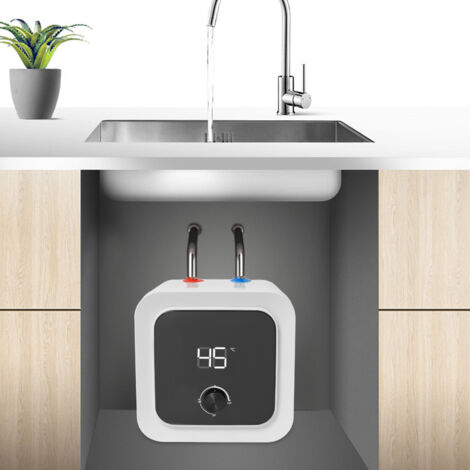 Chauffe-eau électrique sans réservoir de 1500 W, capacité de 8 L, modèle à chauffage instantané, 220 V, avec écran LED – conçu pour une installation sous évier. (1/5)