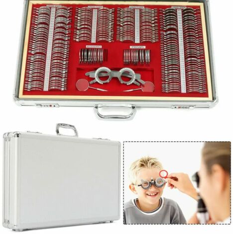 266x Kit de lentilles de test optiques Kit d'optométrie Bord métallique Lentilles ophtalmiques Aluminium (1/5)