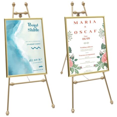 2PCS Supports de chevalet à fixer au sol Chevalet de mariage doré pour fête de mariage (1/5)