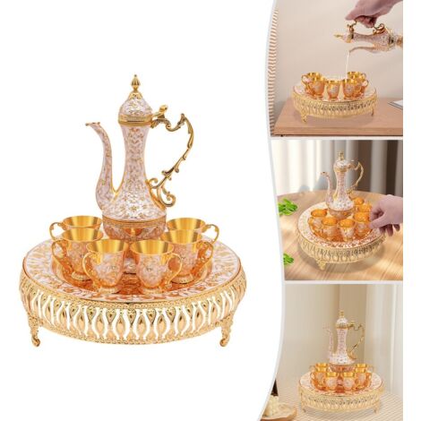 Ensemble de 8 pièces de vaisselle à thé vintage, comprenant 6 tasses à thé, en céramique raffinée, cadeau idéal. (1/5)
