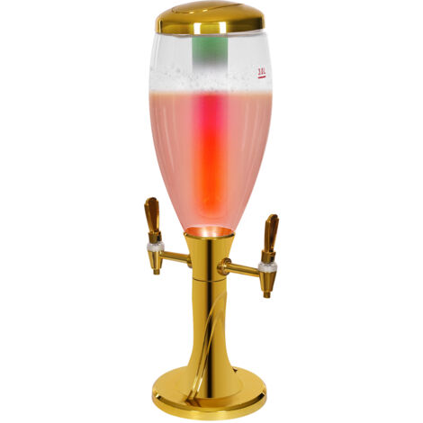 Distributeur de boissons à double bec verseur – Distributeur de boissons de 3 litres avec tube à glace et robinet  Fontaine à boissons pour bière, eau, thé glacé
