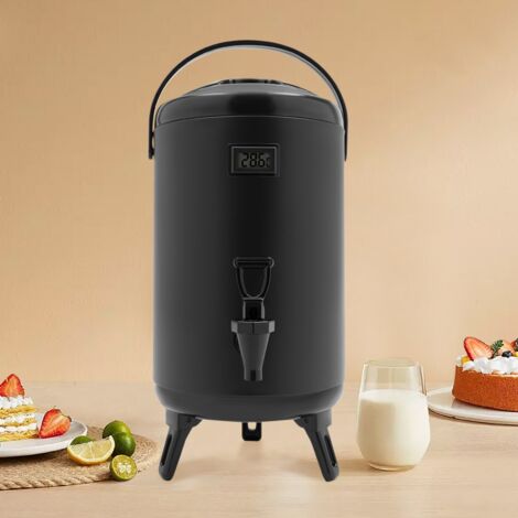 Distributeur de boissons chaudes, distributeur de boissons isolé en acier inoxydable Distributeur de boissons froides et chaudes avec thermomètre – Distributeur d'eau de 10 litres avec robinet pour th