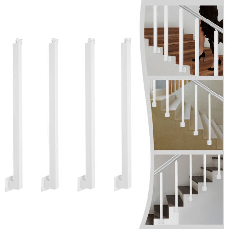 4pcs Poteaux d'escalier carrés de 90 cm - Balustres métalliques réglables à 43° les poteaux en fer conviennent aux terrasses, balcons, escaliers et décorations intérieures et extérieures.