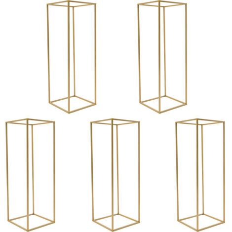 Ensemble de 5 pièces, hauteur 80 cm, support floral en métal doré, centre de table pour mariage, support floral pour mariage, décoration de fond pour fête et anniversaire, centre de table pour salle à (1/5)