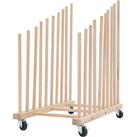 Grande étagère à œuvres d'art avec quatre roulettes - Support de rangement en bois pouvant supporter jusqu'à environ 20 kg de planches à dessin, gravures, tableaux noirs, peintures et œuvres d'art