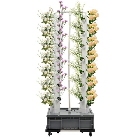 Tour de culture, kit de jardinage intelligent pour jardin vertical intérieur/extérieur hydroponique pouvant accueillir 56 plantes, tour de culture hydroponique, blanc