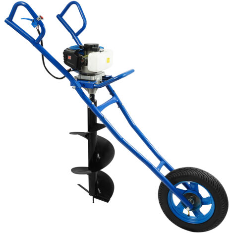 52cc creuseur de fossés + monocycle avec tarière - tarière à terre, creuseur de tranchées, bleu, pour percer les haies, planter des arbres dans le jardin