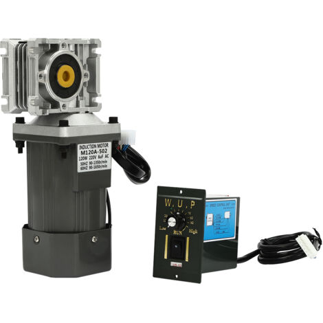 Moteur réducteur à vis sans fin CA RV30 à couple élevé et faible régime, 120 W, 220 V, 50/60 Hz, avec régulateur de vitesse CW CCW, rapport de réduction 1:80, diamètre de l'arbre de sortie 14 mm