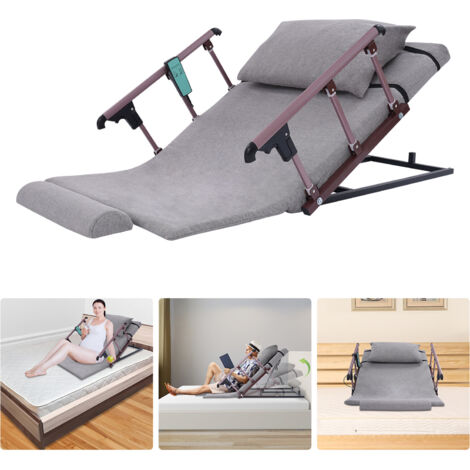 Coussin de dossier électrique réglable en hauteur, adapté aux femmes enceintes, aux personnes âgées, aux patients et aux personnes handicapées, avec accoudoirs pliables gris.