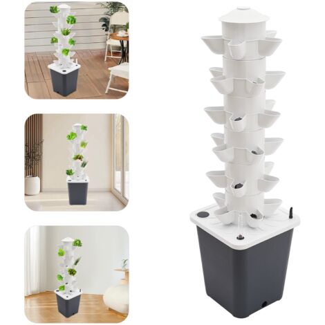 Système de jardinage hydroponique vertical à 30 cellules Kit de culture hydroponique vertical Réservoir d'eau grise Kit de culture aéroponique Convient aux herbes, fruits et légumes