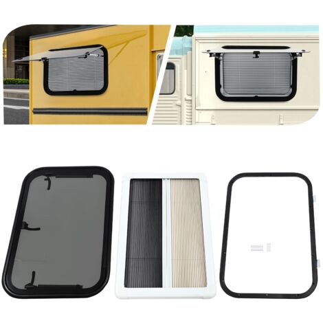 Fenêtre de camping-car de 75 x 50 cm, fenêtre pour camping-car, fenêtre à projection, fenêtre à ouverture vers l'extérieur, avec moustiquaire, en aluminium