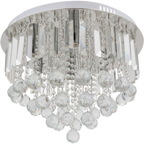 Lustre en cristal, plafonnier encastré, luminaire moderne de 48 x 26 cm pour chambre, couloir, bar, cuisine ou salle de bains. Ampoules E14 et télécommande non fournies (1/5)