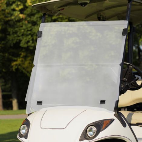 Pare-brise pliable pour voiturette de golf, épaisseur 4 mm, compatible avec les modèles EZGO TXT et Medalist de 1995 à 2013, 100,5 x 82 cm, résistant aux rayures, incassable, anti-UV (1/5)