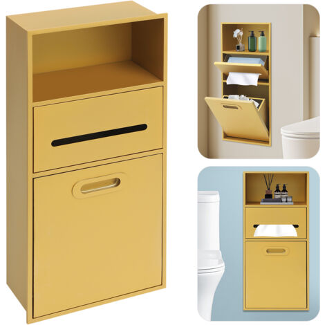 Niche de douche en acier inoxydable, 66 x 14 x 30 cm, niche de salle de bain encastrable et étanche, avec poubelle intégrée et étagère de rangement, dorée