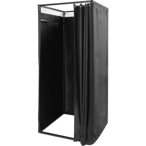 Cabine d'essayage pour magasin de vêtements, 85 x 85 x 200 cm, rideau occultant portable adapté aux centres commerciaux, dispositif mobile temporaire de protection de l'intimité, noir