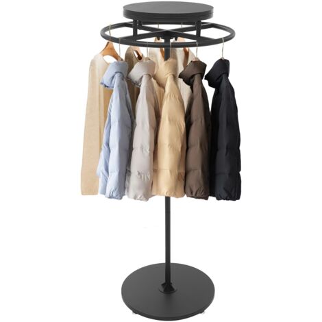 Porte-vêtements rond, porte-vêtements sur pied noir pivotant, présentoir de vente au détail pour vêtements, pour chambre à coucher, boutique ou magasin commercial (1/5)