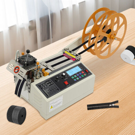 Machine à découper les sangles 400 W, avec écran LCD, coupe-ruban automatique à chaud et à froid pour élastiques, rubans et sangles en nylon, 40 x 30 x 20 cm