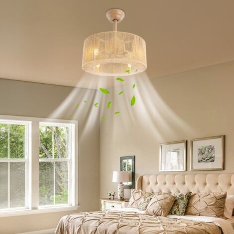 Ventilateur de plafond avec abat-jour et éclairage, 18 pouces, encastrable, avec télécommande, ventilateur-lampe de plafond, adapté à la chambre et à la cuisine (ampoule non incluse)