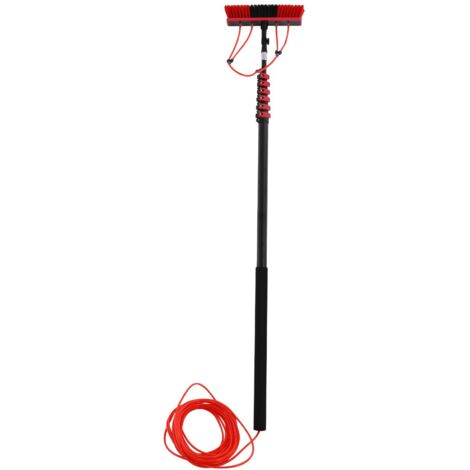 Brosse de lavage de 9 m, perches pour le nettoyage des vitres, brosse de nettoyage à alimentation en eau, nettoyeur de vitres d'extérieur, télescopique pour vitres et panneaux solaires (1/5)