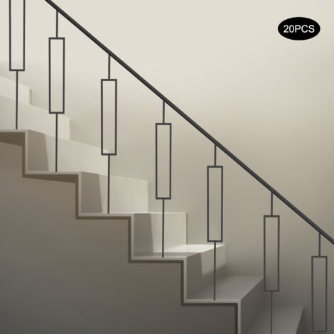 Senderpick – Lot de 20 poteaux de balustrade en fer forgé noir – Dimensions 1,27 cm x 111,8 cm – Poteaux creux pour escaliers et terrasses