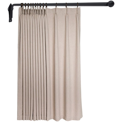 Tringle à rideaux à bras pivotant avec embouts décoratifs, support métallique de 9 kg pour rideaux, tringle de 25 mm de diamètre pour cuisine et salle de bains, noir, 120 cm