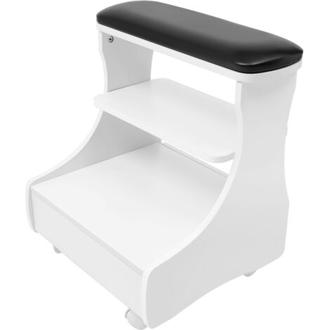 Chariot de soins des pieds portable avec repose-pieds - Chariot pour salon de manucure et soins des pieds - Noir - Capacité de charge 20 kg - Avec tiroir et roulettes (1/5)