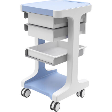 Chariot utilitaire professionnel à 3 niveaux et 2 tiroirs sur roulettes - Chariot de rangement mobile, appareil de cavitation, fournitures de salon - Capacité de charge de 50 kg - bleu (1/5)