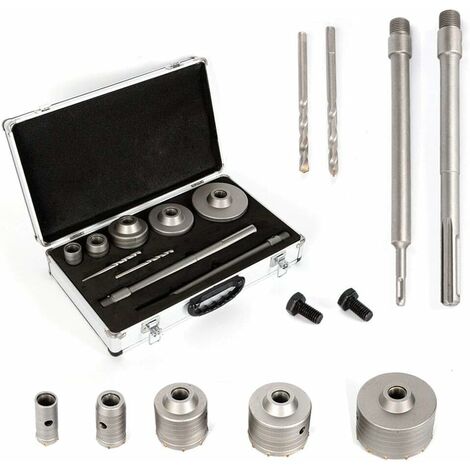 Senderpick – Coffret de 9 forets SDS pour béton – Diamètres 30/40/68/80/100 mm – Tige SDS Plus et accessoires – Pour perçage précis et efficace