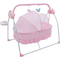 Berceau pour bébé, berceau électrique, berceau électrique, berceau électrique, fauteuil à bascule Bluetooth avec musique, fauteuil à bascule de sécurité pour bébé de 0 à 24 mois (Rose)