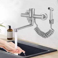 Robinetterie de cuisine Robinetterie de cuisine avec pistolet 360° Robinetterie de cuisine murale Robinetterie extensible Robinetterie en acier inoxydable