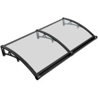 Auvent de façade, 120 x 60 cm, auvent transparent en forme d'arche, avec gouttière, renforts en aluminium, auvent à une pente pour fenêtre, protection contre le soleil et la pluie