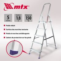 MTX - Escabeau 5 marches - 150 kg, aluminium