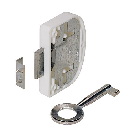 Hettich Aufschraubschloss,weiß, 59x53x11mm, Dornmaß 30mm - 1 Stück