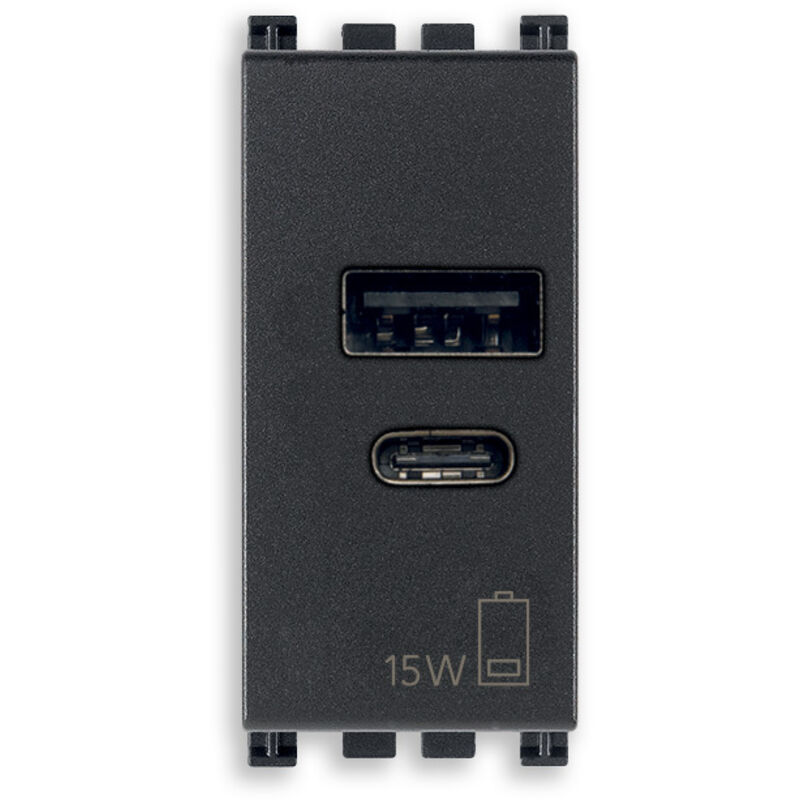Vimar Arké USB Netzteil 15W - 1x USB-A & 1x USB-C, Für Smartphones & Tablets, Grau