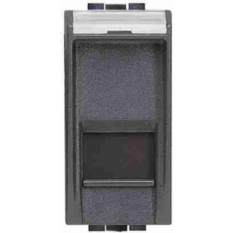 Ovalis RJ45-Stecker CAT.6 STP – Anthrazit, Abgeschirmt, Für Netzwerk-Installation, Mit Abdeckplatte