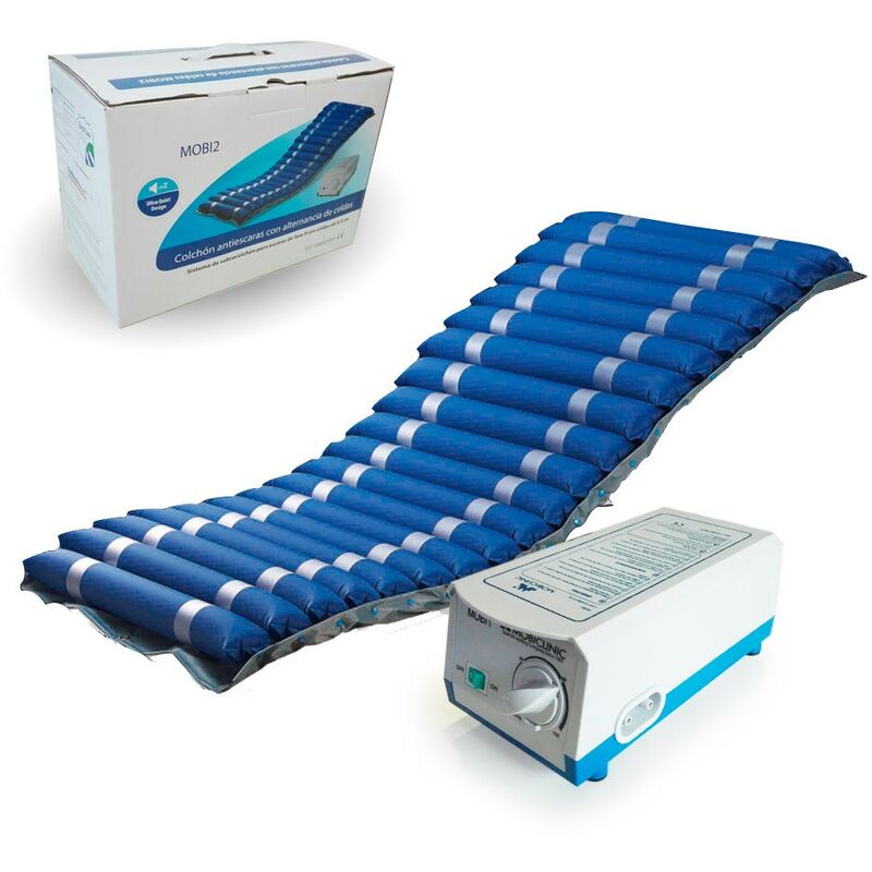 Colchón antiescaras de aire Con compresor Nylon y PVC 200x86x9.5cm 20 celdas Azul Mobi 2 Mobiclinic