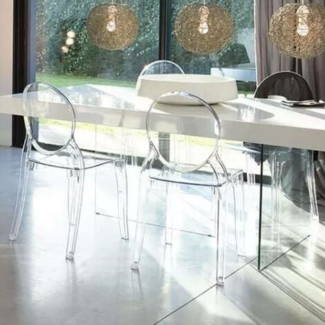 x 4 Chaise empilable en polycarbonate transparent Mod. verre