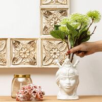 Baroni Home Ornements en porcelaine Style Sicilian Pot pour plantes d'intérieur reine Blanche 12 x 12 x 19 cm