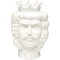 Baroni Home Têtes de Maure en porcelaine style sicilien avec couronne. Pot pour plantes intérieures King blanc 14x14x222cm